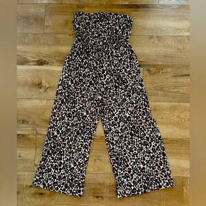 Leopard print strapless jumper